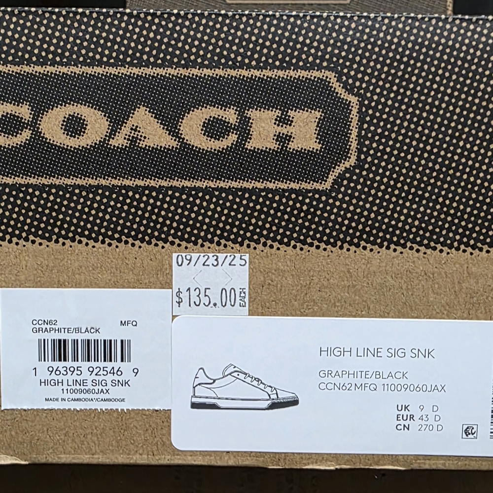 Coach High Line Sneakers Signature Canvas Graphite Black Men's New in Box - Picture 7 of 8